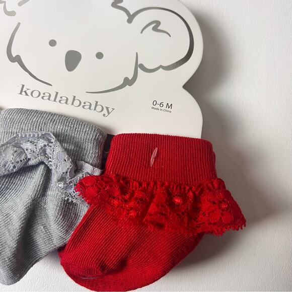 KoalaBaby Dressy Ankle Socks with Lace Detail 6 Pack Sz 0-6 M - Picture 8 of 12